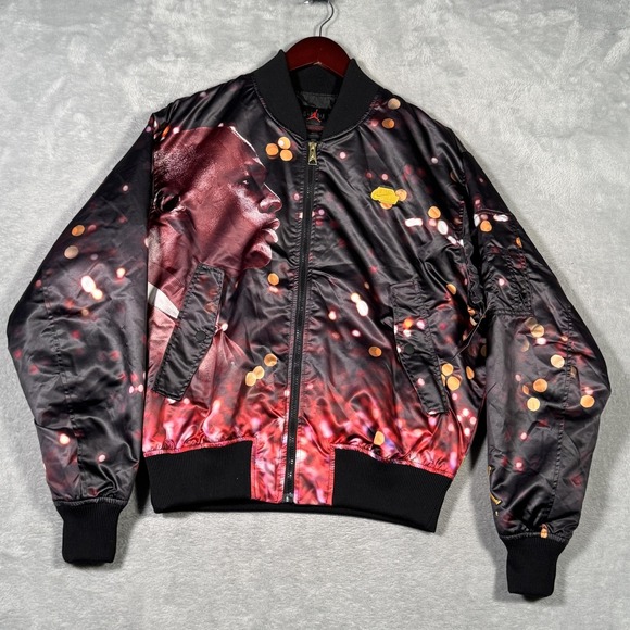 Jordan Jacket Mens Medium All Over Michael Bomber Loose Fit DC9655-010 Nike NBA - Picture 1 of 12